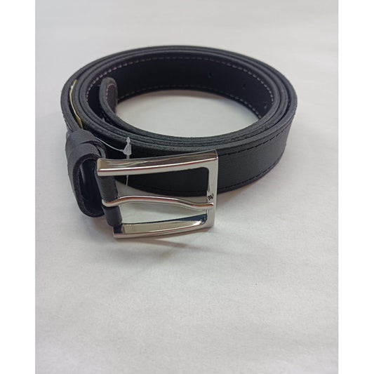 Curea Cleja Subțire din Piele Naturală pentru Bărbați - Negru, 3 cm