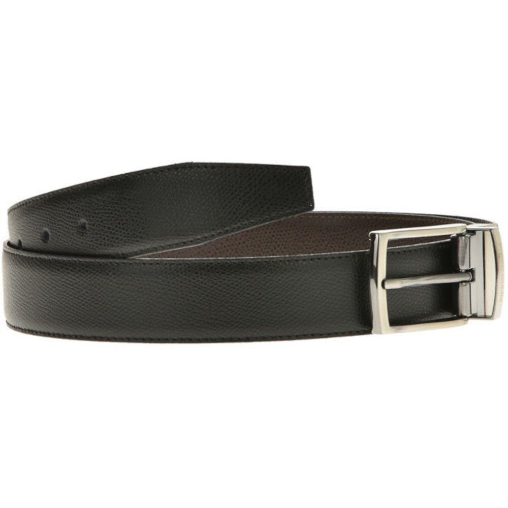 Curea CLK Reversibilă din Piele Naturală pentru Bărbați - Negru & Maro Închis