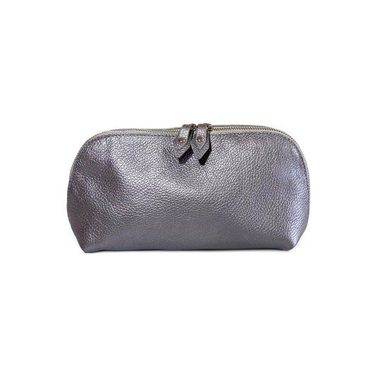 Geantă Portfard Tropez Damă - Piele Naturală, Gri Sidef