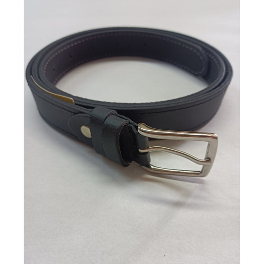 Curea Cleja Subțire din Piele Naturală pentru Bărbați - Negru, 3 cm