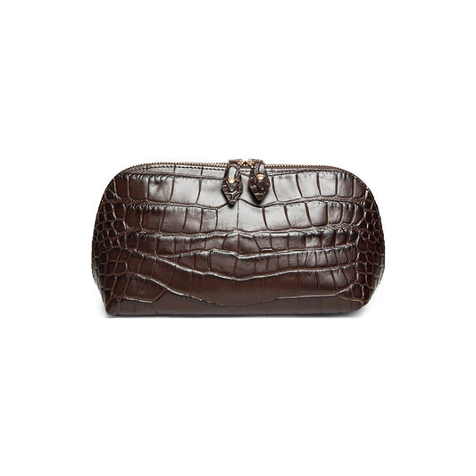 Geantă Portfard Tropez Damă - Piele Naturală Croco, Maro