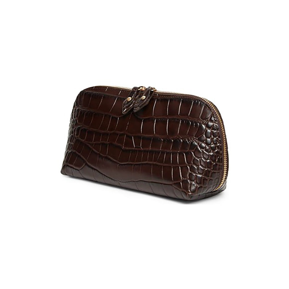 Geantă Portfard Tropez Damă - Piele Naturală Croco, Maro