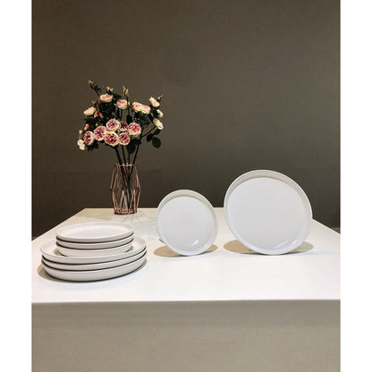 Set 12 Farfurii Albe Casablanca (6 Mari, 6 Desert) - Colecția Premium