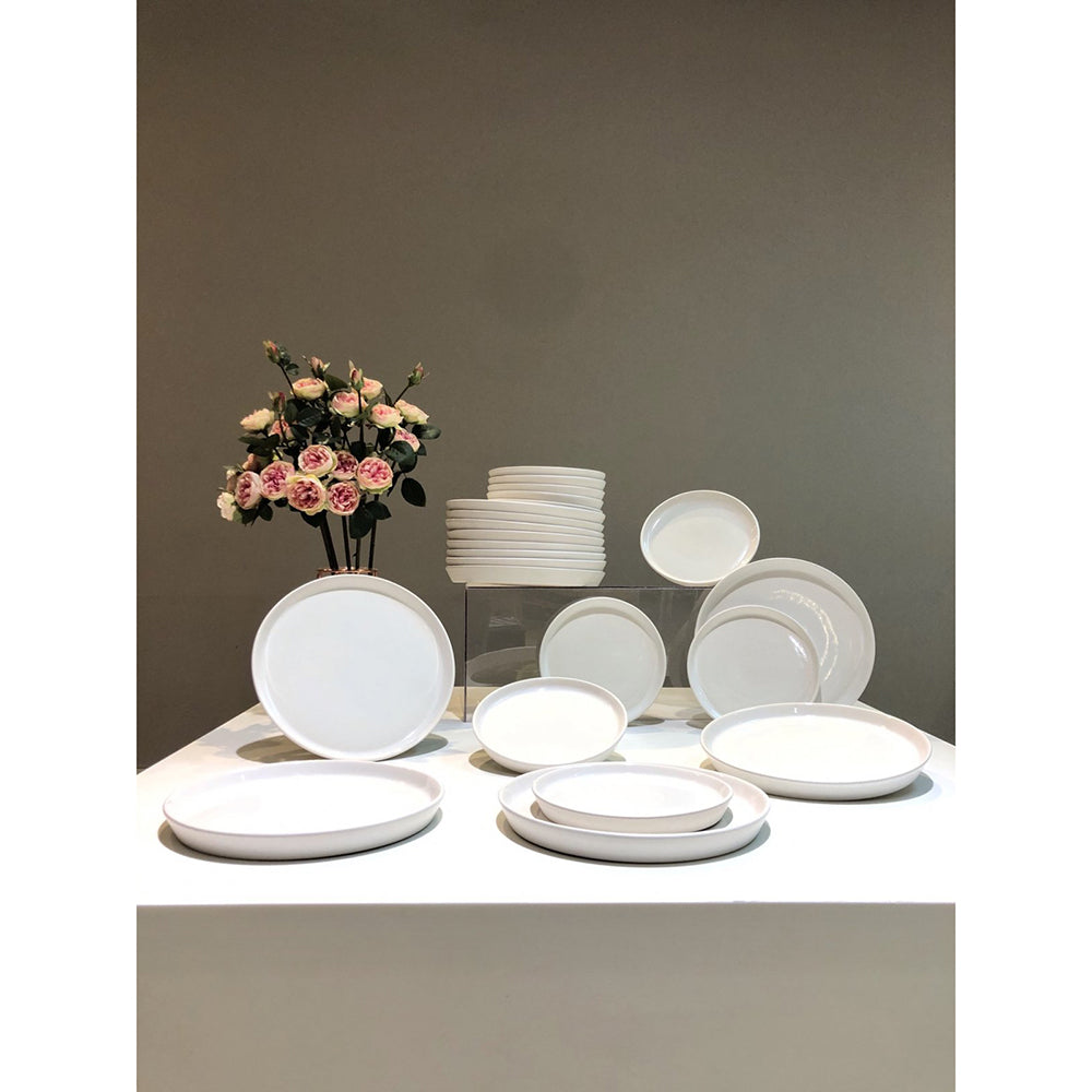 Set 12 Farfurii Albe Casablanca (6 Mari, 6 Desert) - Colecția Premium