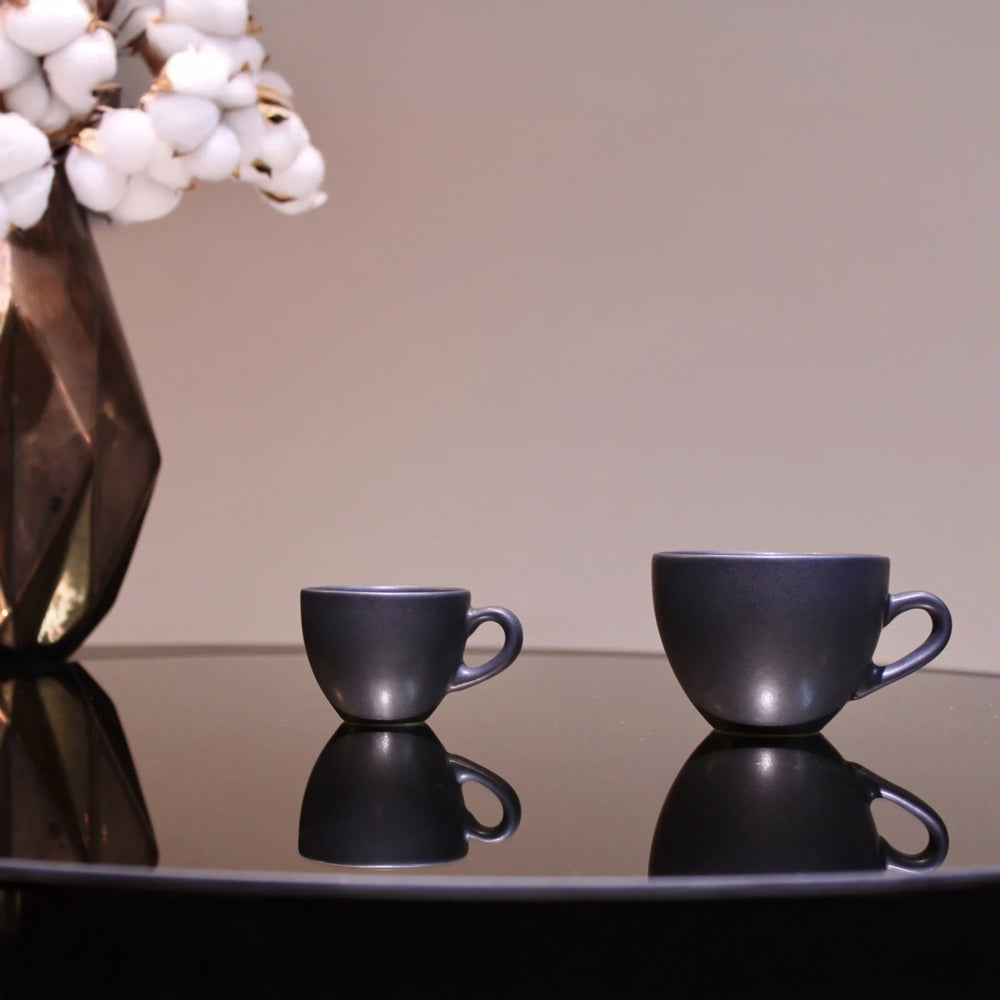 SET 2 cesti Cafea Vulcan (Espresso 70 ml, Capuccino 200 ml) Negru Mat