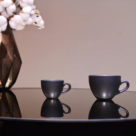 SET 2 cesti Cafea Vulcan (Espresso 70 ml, Capuccino 200 ml) Negru Mat