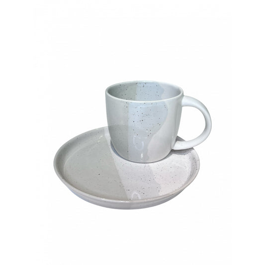 Set Cafea & Ceai Artizan Gri - Cană (450ml) + Farfurie (20 cm)