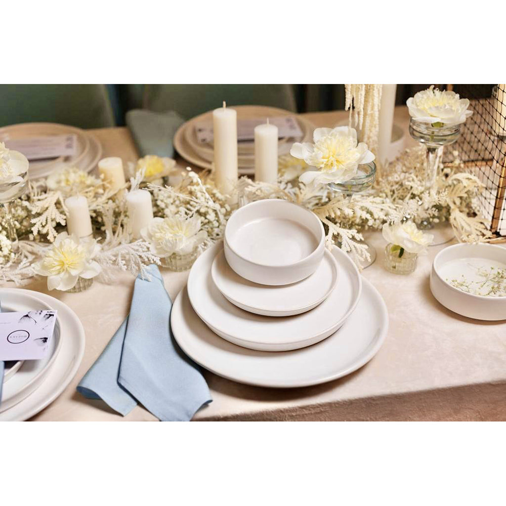 Set Casablanca - 24 Piese Premium (Alb Ivory, Glazurat Manual)
