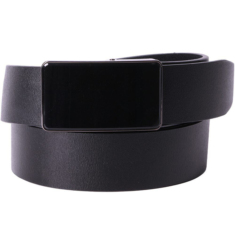 Curea Nanobelts din Piele Naturală pentru Bărbați - Negru, cu Cataramă Automată