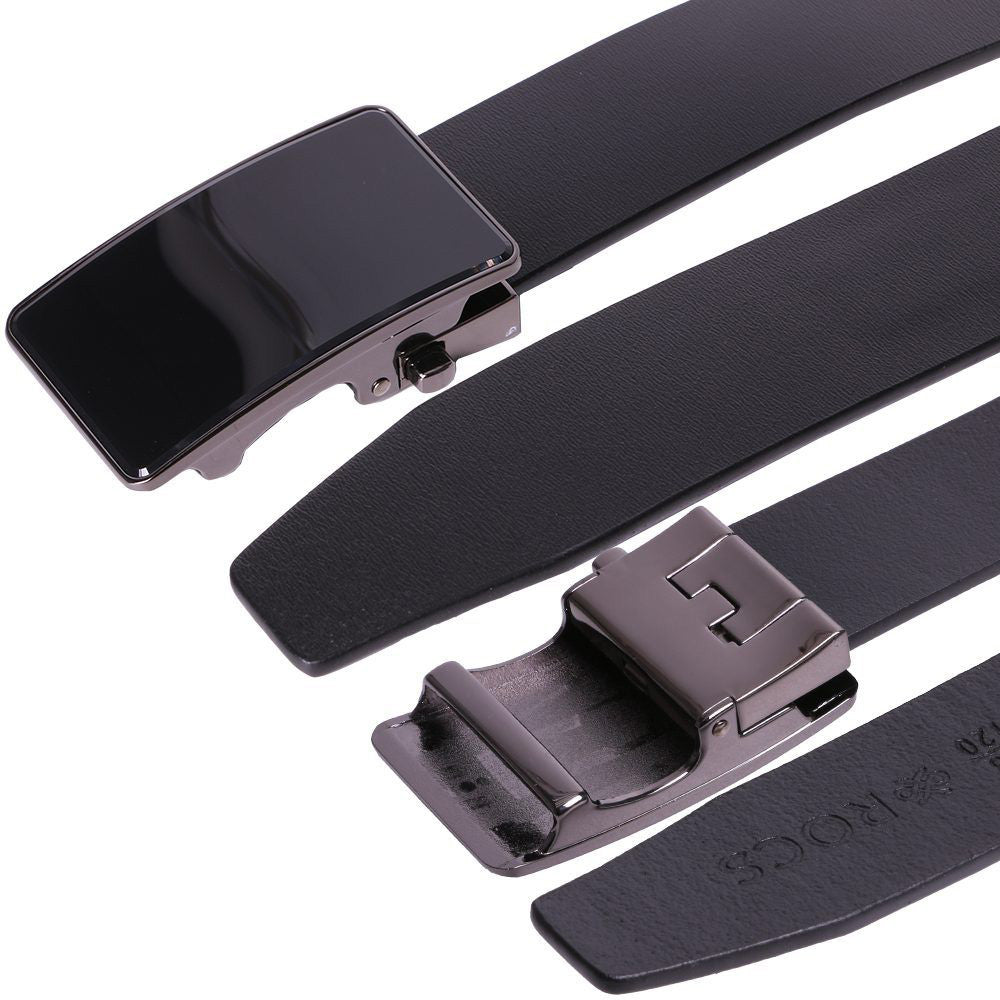 Curea Nanobelts din Piele Naturală pentru Bărbați - Negru, cu Cataramă Automată