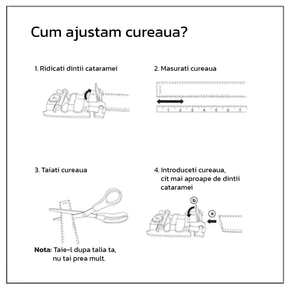 Curea Nanobelts din Piele Naturală pentru Bărbați - Negru, cu Cataramă Automată