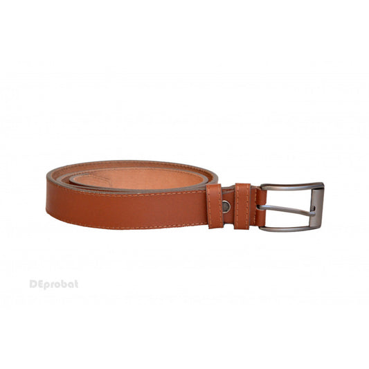 Curea Cleja Subțire din Piele Naturală pentru Bărbați - Maro, 3 cm