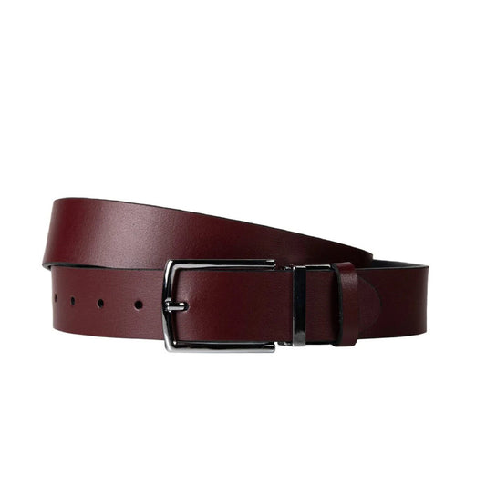 Curea Denilari Reversibilă din Piele Naturală pentru Bărbați - Negru & Bordo