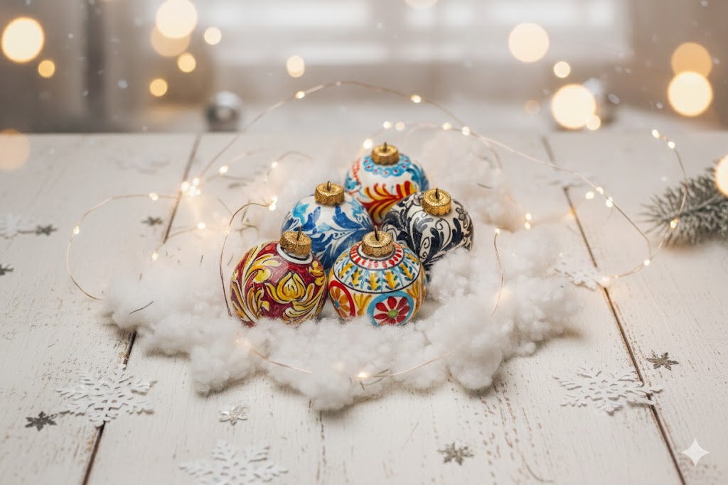 Set 5 globuri, ceramica siciliană, pictate manual