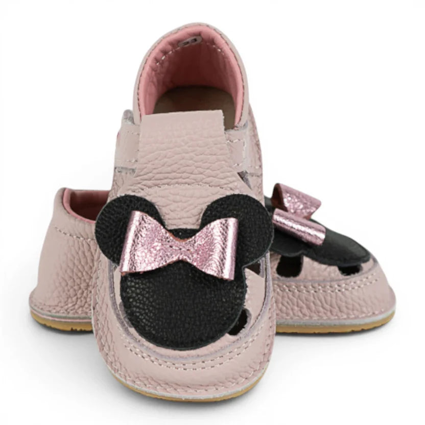 Sandale Barefoot din Piele Naturală, Lila Roz pudrat