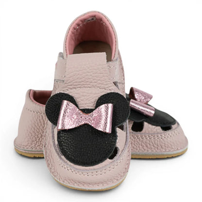 Sandale Barefoot din Piele Naturală, Lila Roz pudrat