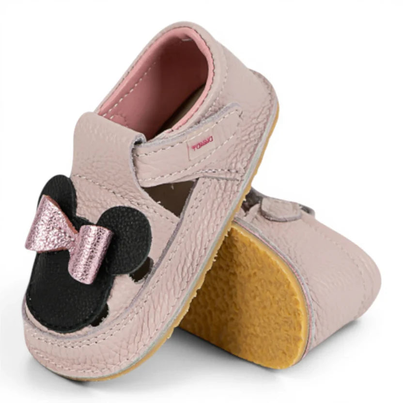 Sandale Barefoot din Piele Naturală, Lila Roz pudrat